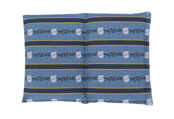 Wärmekissen / Körnerkissen, 2-fach gesteppt, 20 x 30 cm, blau mit Edelweiss